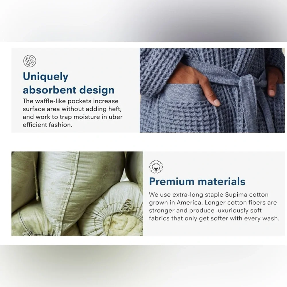 Onsen Waffle Weave Hooded Robe - Size Small, Unisex - Picture 12 of 12